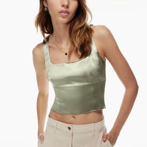 Aritzia Wilfred Shine Bustier in Silver Sage Green